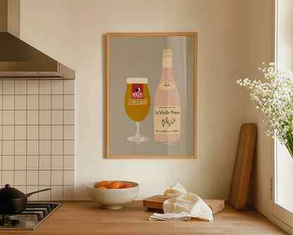 Madri & Chicken Wine Print