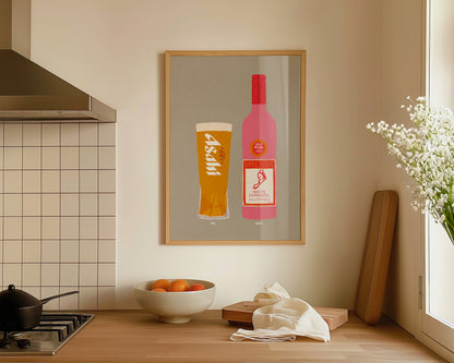 Asahi & White Zinfandel Print