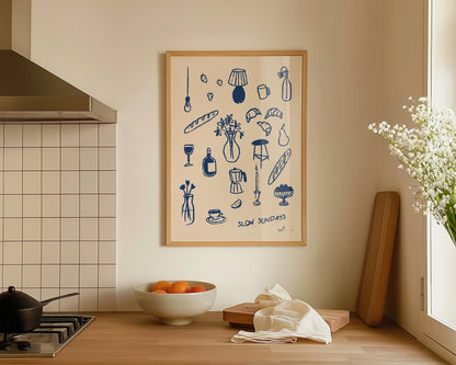 Slow Sundays In Blue Wall Art Print