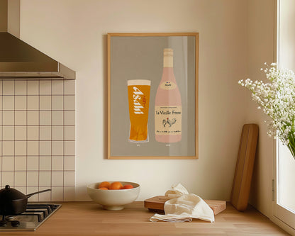 Asahi & Chicken Wine Print