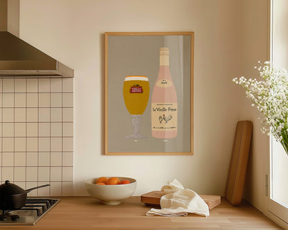 Stella Artois & Chicken Wine Print