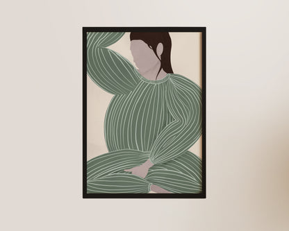Green Striped Lady No. 2 Art Wall Art Print
