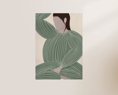Green Striped Lady No. 2 Art Wall Art Print
