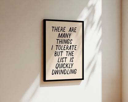 Many Things I Tolerate
