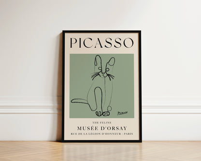 Picasso The Feline Art Wall Art Print In Green