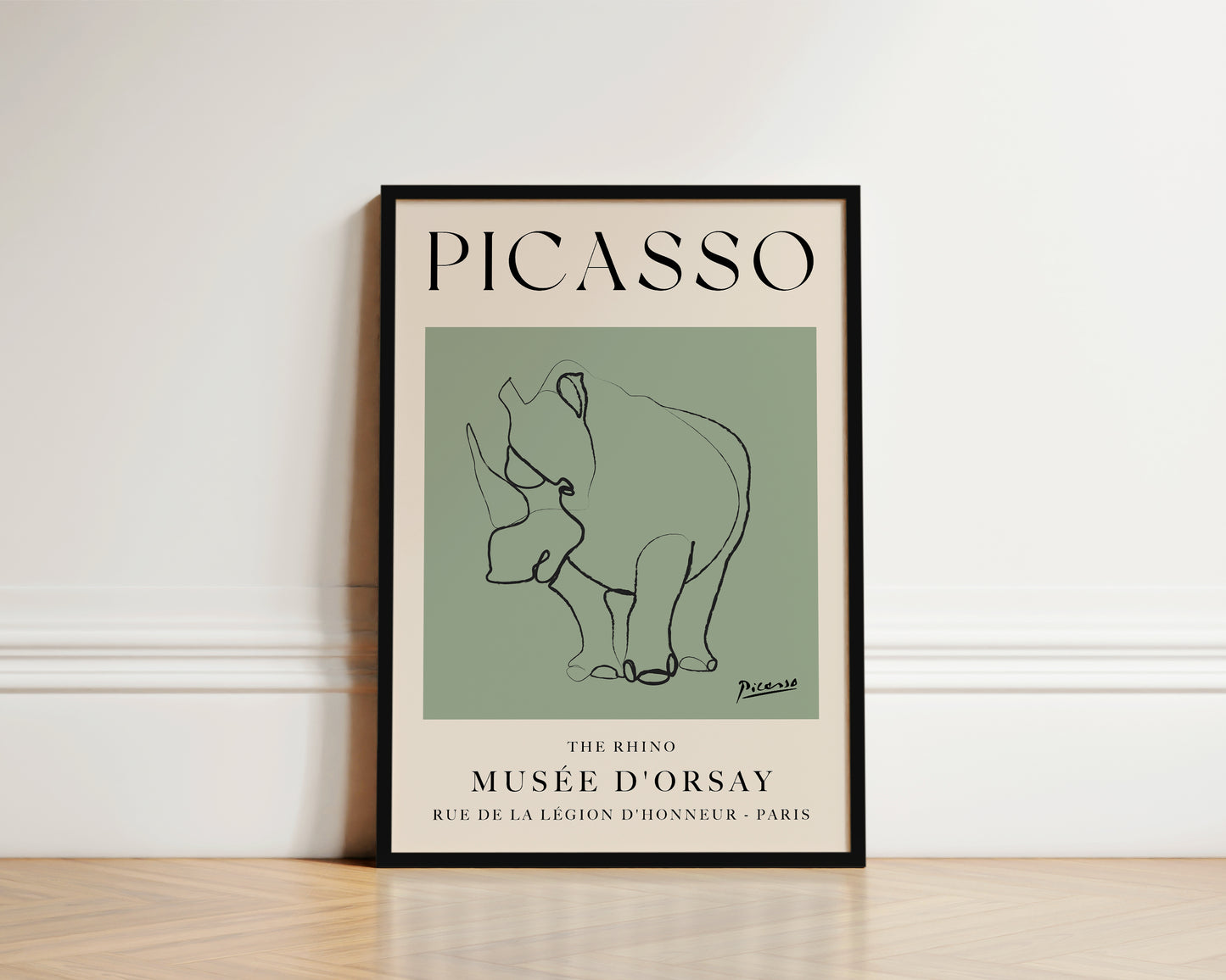 Picasso The Rhino Art Print In Green