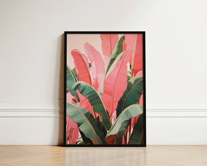 Pink Jungle Leaves Print