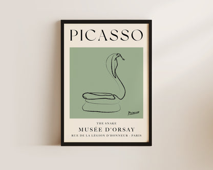 Picasso The Snake Art Wall Art Print In Green