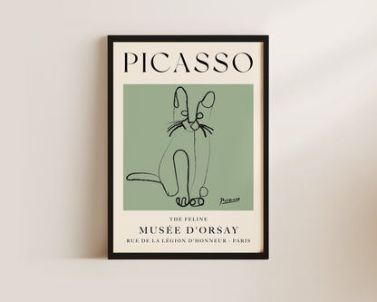 Picasso The Feline Art Wall Art Print In Green