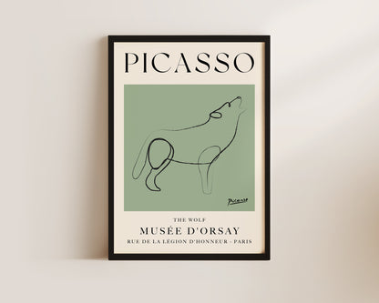 Picasso The Wolf Art Wall Art Print In Green