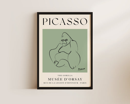 Picasso The Gorilla Art Print In Green