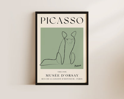 Picasso The Fox Art Wall Art Print In Green