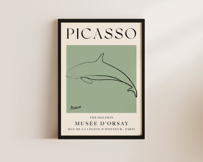 Picasso The Dolphin Art Wall Art Print In Green