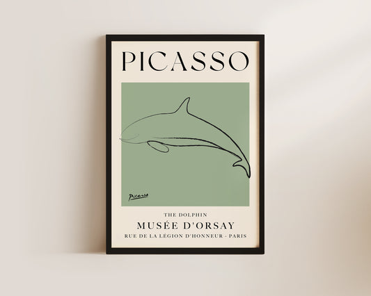 Picasso The Dolphin Art Print In Green