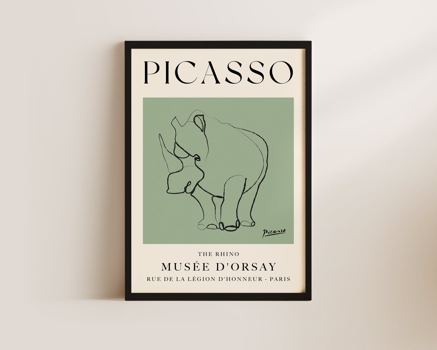 Picasso The Rhino Art Print In Green