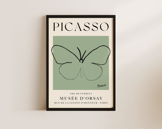 Picasso The Butterfly Art Print In Green