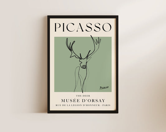 Picasso The Deer Art Print In Green