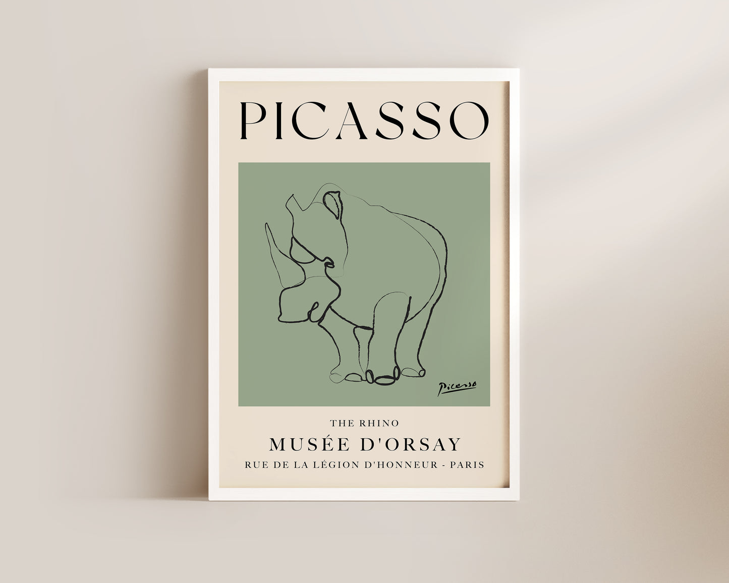 Picasso The Rhino Art Print In Green