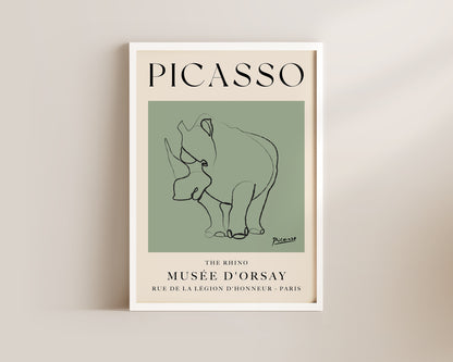 Picasso The Rhino Art Wall Art Print In Green