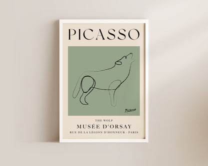 Picasso The Wolf Art Wall Art Print In Green