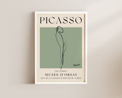 Picasso The Parrot Art Wall Art Print In Green