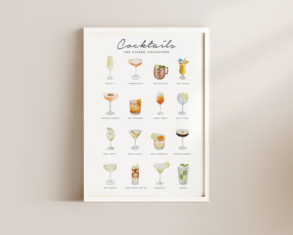 Cocktail Menu Wall Art Print