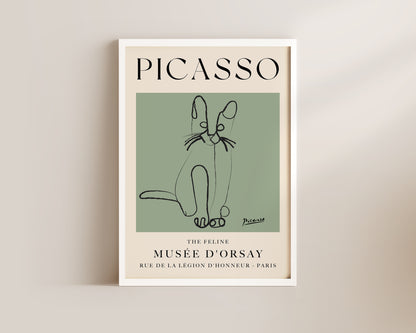 Picasso The Feline Art Wall Art Print In Green