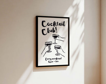 Cocktail Club In Black Wall Art Print