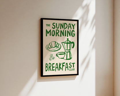 Sunday Morning Breakfast Club In Green Wall Art Print