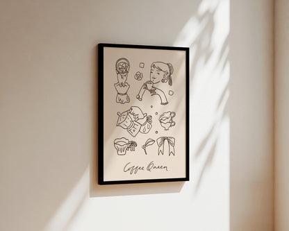 Coffee Queen Dainty Wall Art Print