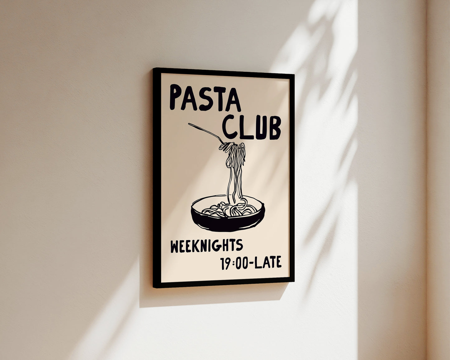 Pasta Club Black Art Print