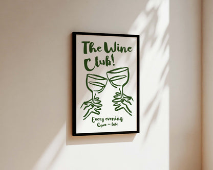 The Wine Club In Green Wall Art Print