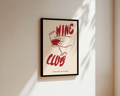 Red Wine Club Wall Art Print