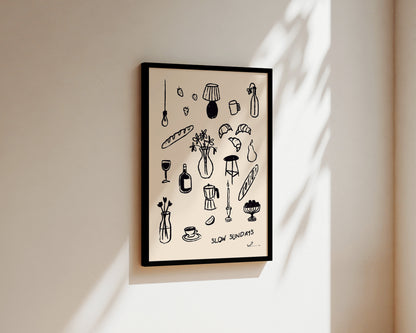 Slow Sundays In Black Wall Art Print