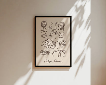 Coffee Queen Dainty Wall Art Print