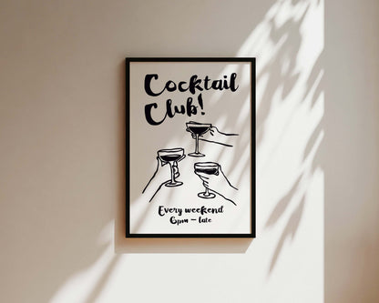 Cocktail Club In Black Wall Art Print