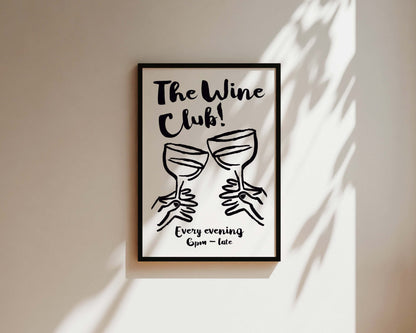 The Wine Club In Black Wall Art Print