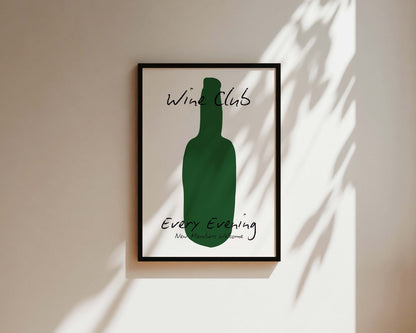 Wine Club Bottle Wall Art Print