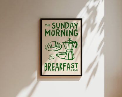Sunday Morning Breakfast Club In Green Wall Art Print