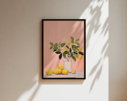 Pink Lemons Art Wall Art Print