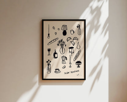 Slow Sundays In Black Wall Art Print