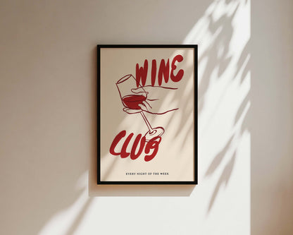 Red Wine Club Wall Art Print