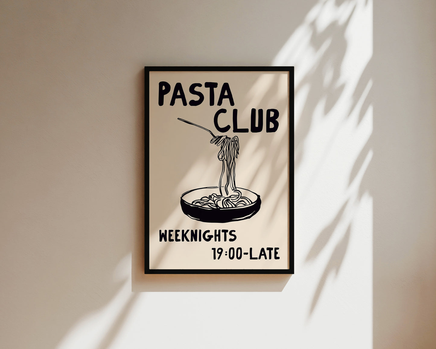 Pasta Club Black Art Print