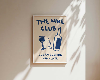 The Wine Club In Blue Wall Art Print
