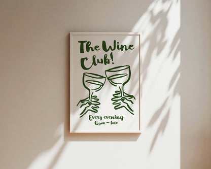 The Wine Club In Green Wall Art Print