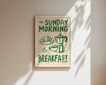 Sunday Morning Breakfast Club In Green Wall Art Print