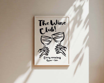 The Wine Club In Black Wall Art Print
