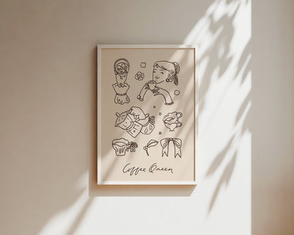 Coffee Queen Dainty Wall Art Print