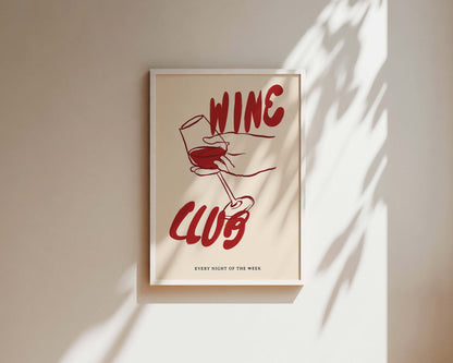 Red Wine Club Wall Art Print