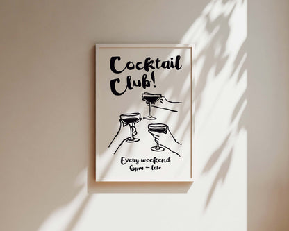 Cocktail Club In Black Wall Art Print